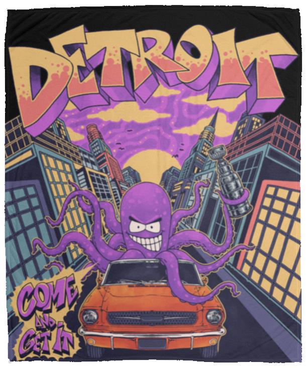 Al The Octopus X Detroit  (Fleece Blanket - 50x60)