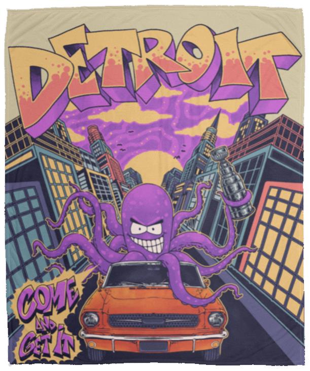 Al The Octopus X Detroit  (Fleece Blanket - 50x60)