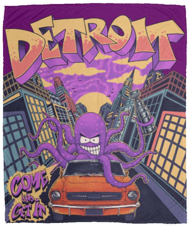 Al The Octopus X Detroit  (Fleece Blanket - 50x60)