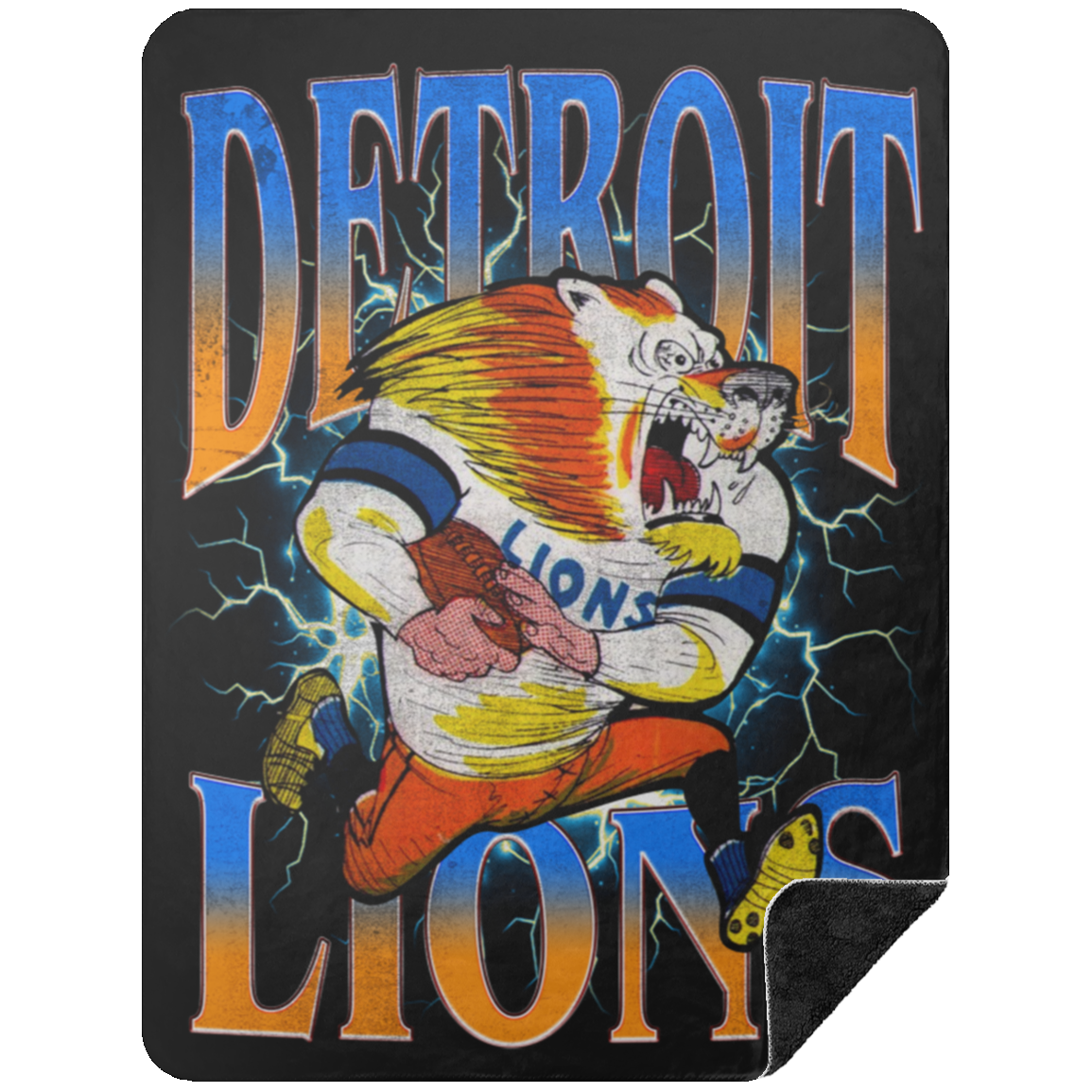 Detroit Lions Black Sherpa 60x80